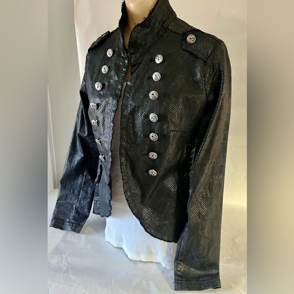 Black Military-Style Women's Blazer Jacket - Picture 7 of 16